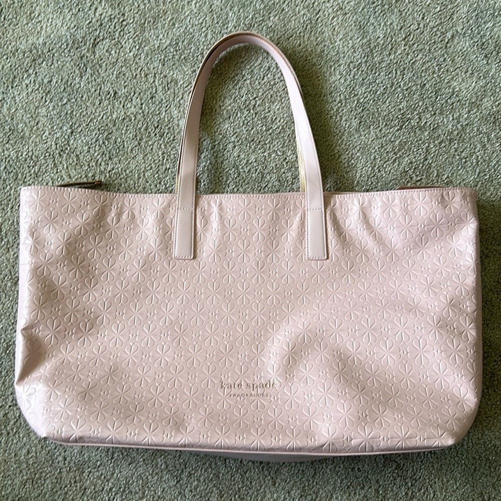 Kate Spade fragrance pink embossed tote bag